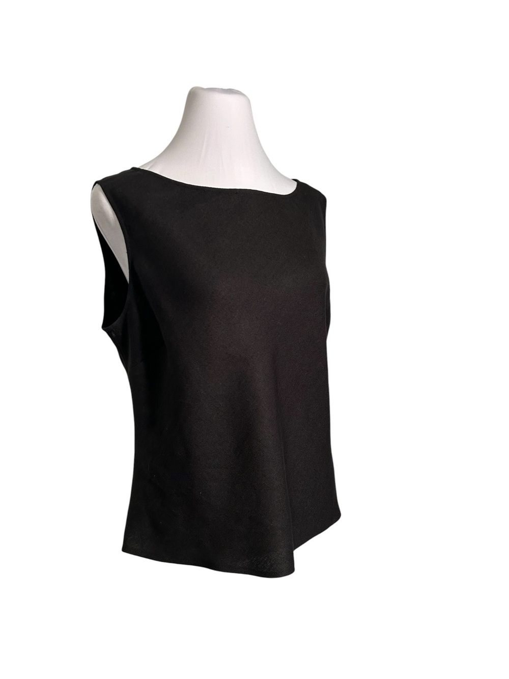 Lafayette 148 Linen Black Top Sleeveless Shell Size 12 Career Wardrobe Basics
